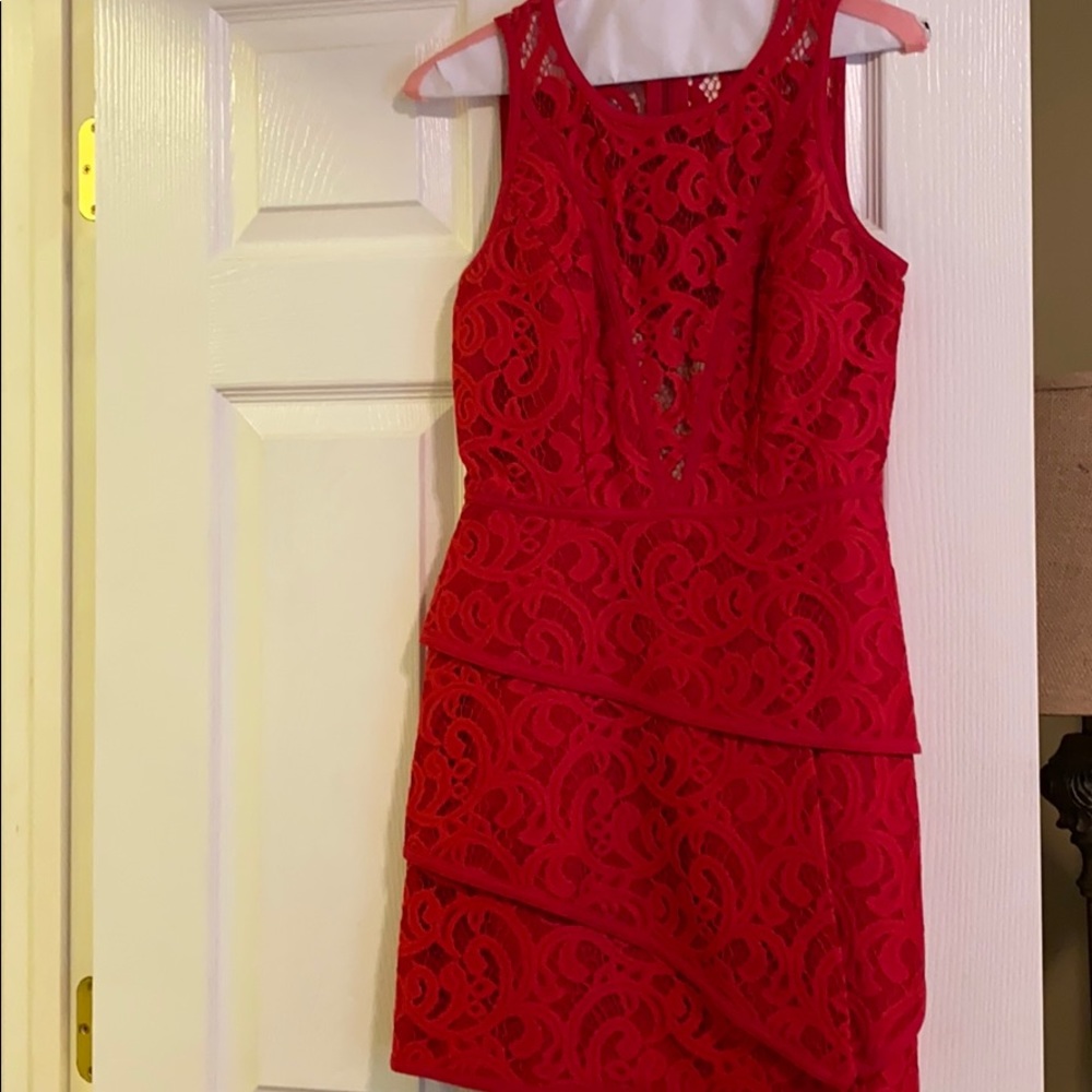 BCBGmaxazria Beverly Red Lace Dress